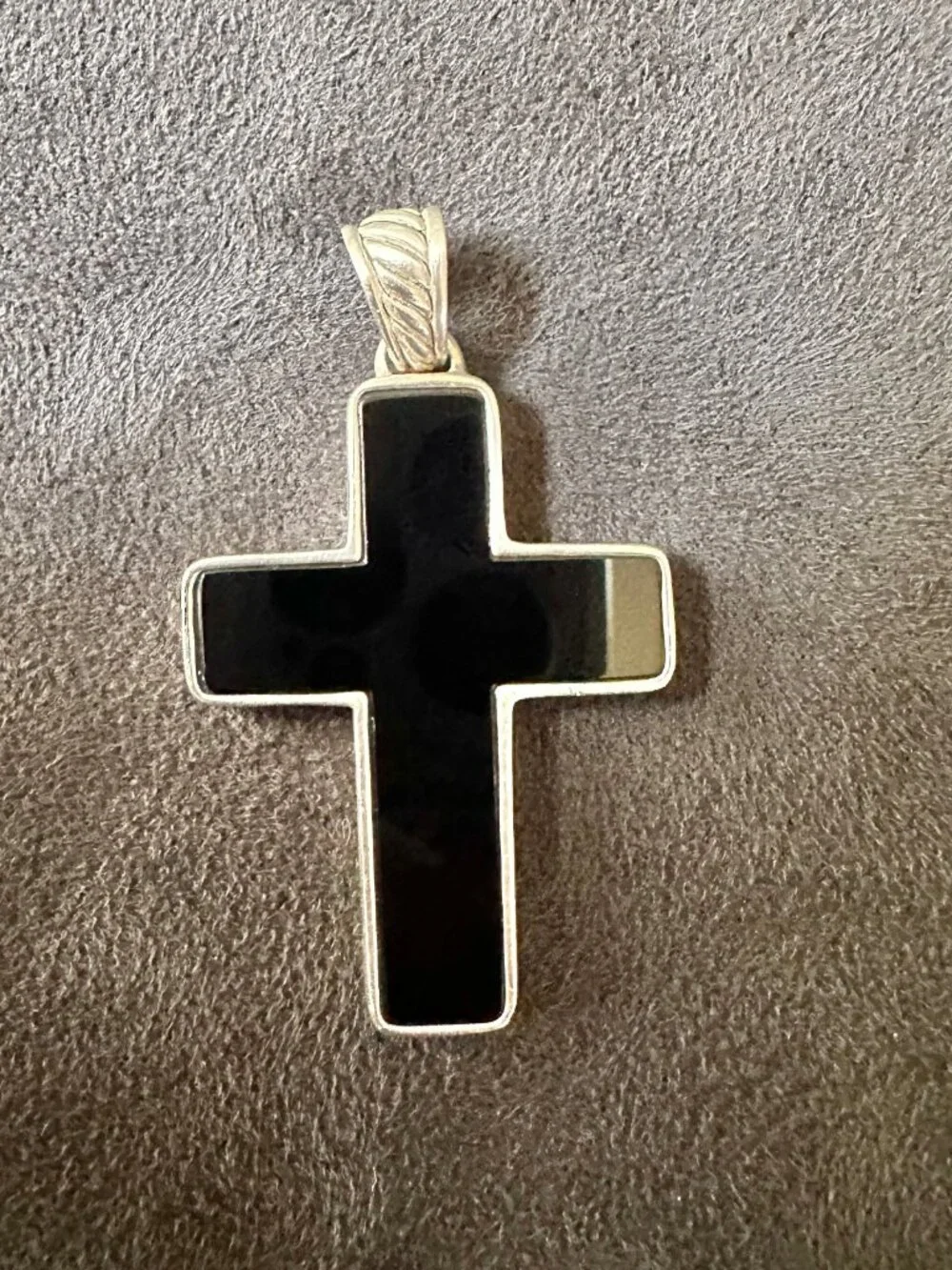 David Yurman Large Chevron Cross Pendant w/ Black Onyx